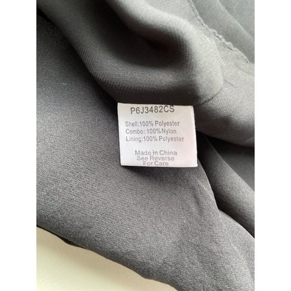 Parker Quinn Cold Shoulder Dress Black Ruffle Hem Mesh Bodice Sheath Womens S - Picture 6 of 8